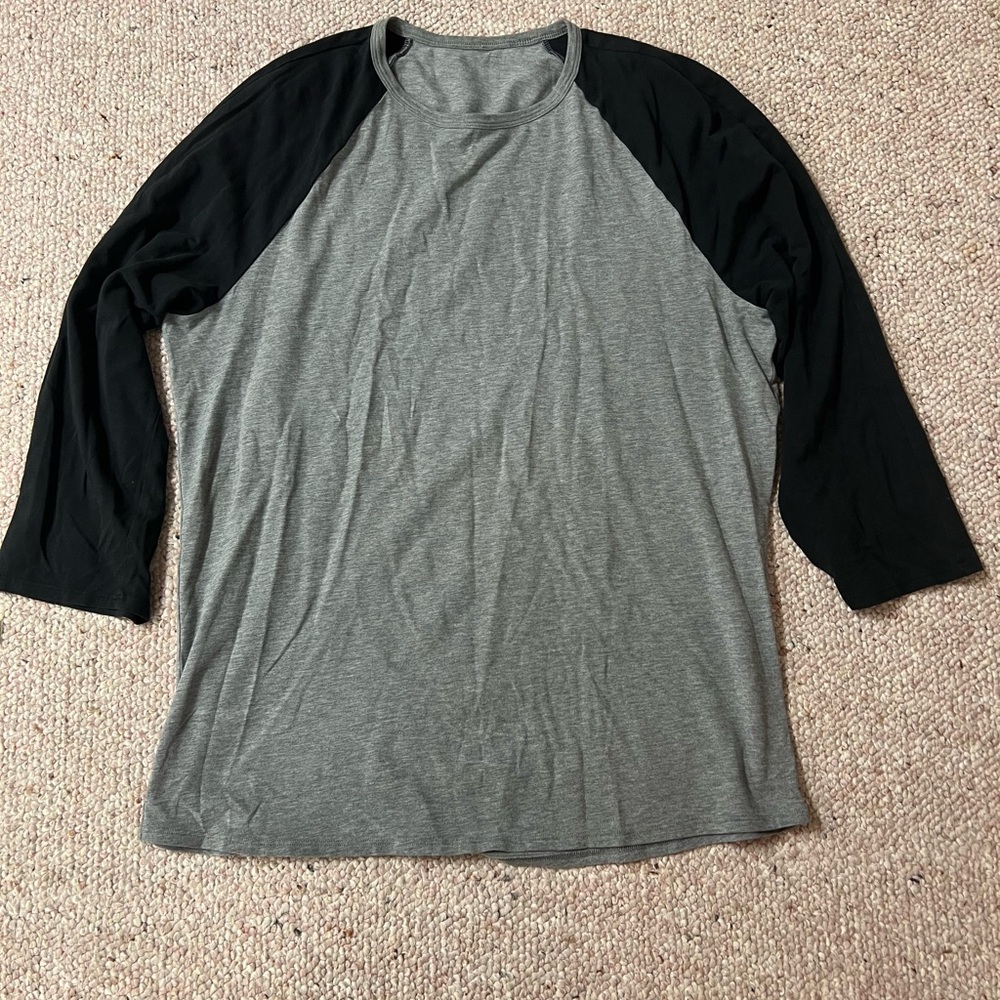 Gray and Black Long Sleeve Raglan Tee